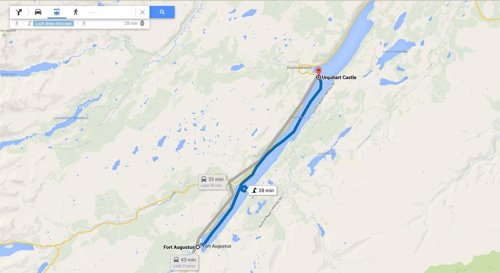Google Maps permite calcular trayectos sobre el monstruo del lago Ness