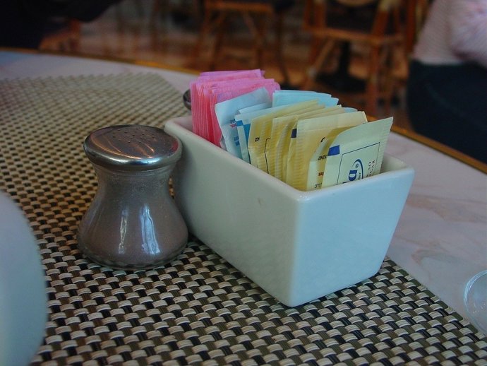 Mesa, comer, comedor, pimienta, azucar, sal