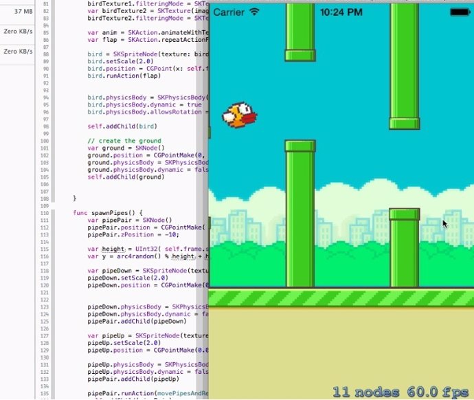 Versión de Flappy Bird creada con Swift