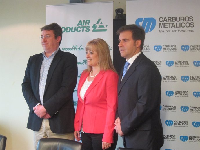 D.Weldon (Air Products), L.Vega y F.Maione (Carburos Metálicos)