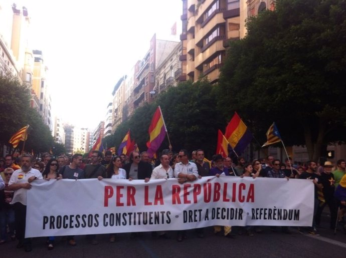 Manifestación a favor del referéndum en Valencia