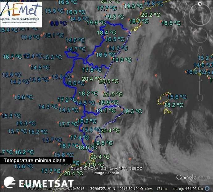Temperaturas mínimas durante la noche en la Comunitat 