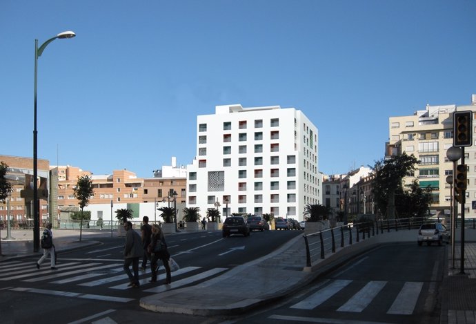 Recreación del futuro hotel Vincci diseñado por Moneo para Promociones Braser 