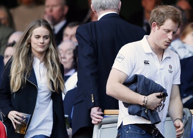 Britain's Prince Harry and Cressida Bonas attend England's Six Nations internati