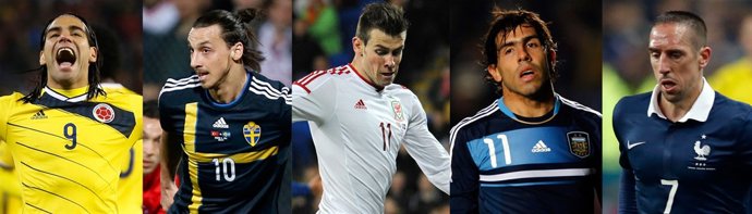 Falcao, Ibrahimovic, Bale, Tévez y Ribery, ausentes del Mundial de Brasil