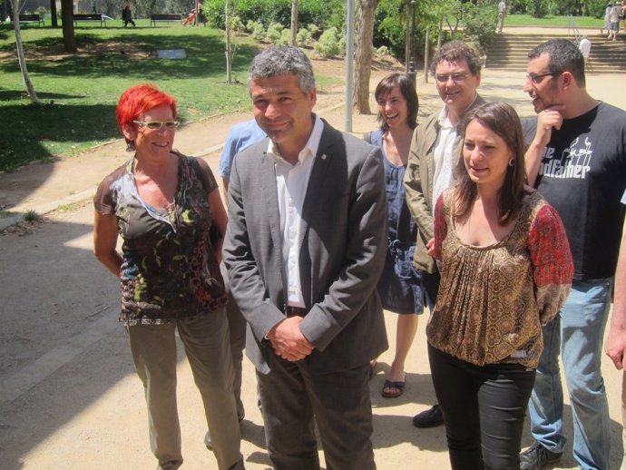 O.Amorós y miembros de su candidatura a las primarias de ERC en Barcelona