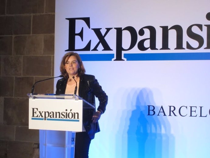 La vicepresidenta, en Barcelona, en un acto de 'Expansión'