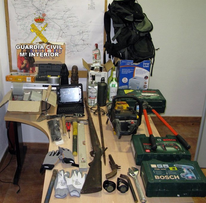 Objetos intervenidos al detenido