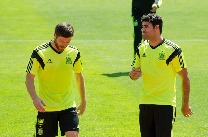 Xabi Alonso y Diego Costa en la concentración selección española