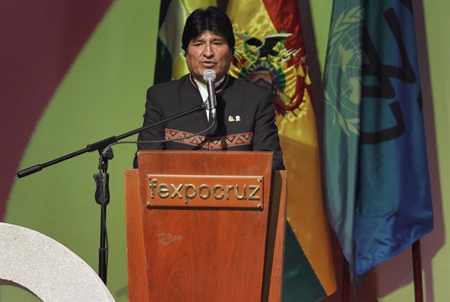 Bolivia's President Morales delivers a speech during the opening of the G77+ Chi