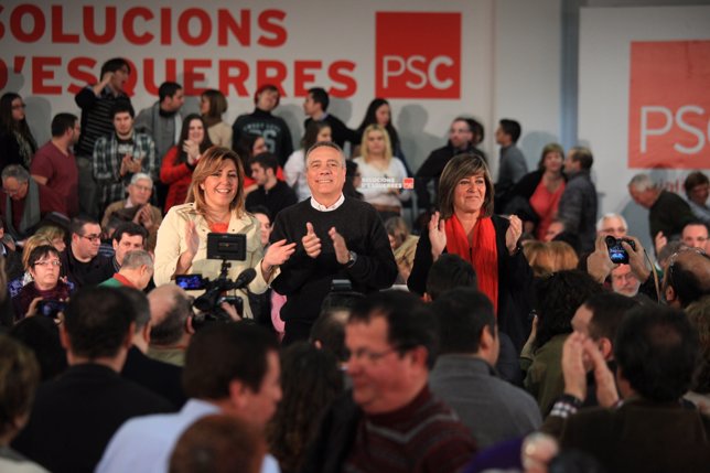 Susana Díaz y Pere Navarro en un acto del PSC