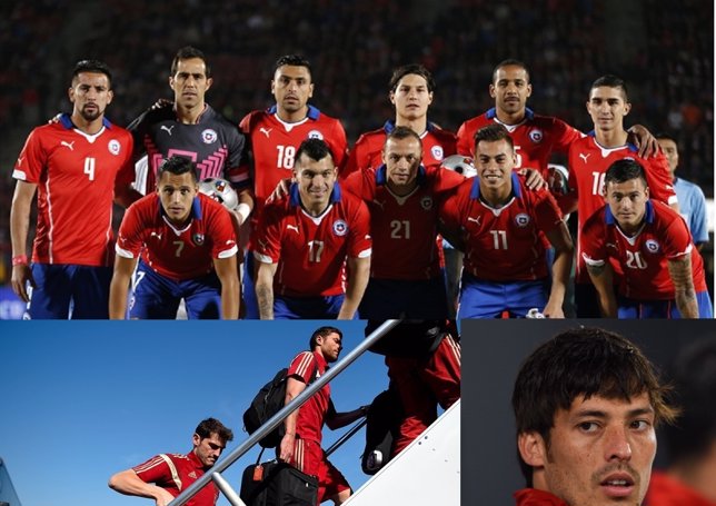 Composición selecciones de Chile y España, las Rojas
