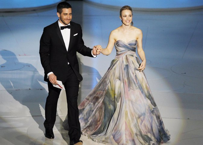 Presenters Jake Gyllenhaal and Rachel McAdams  take the stage during the 82nd