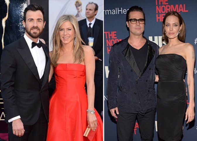 Jennifer Aniston y Justin Theroux; Angelina Jolie y Brad Pitt