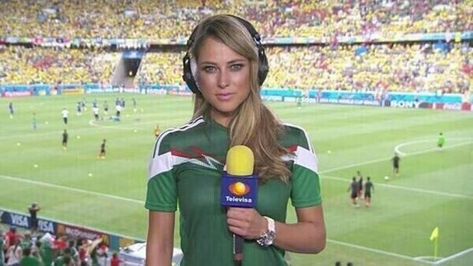 La belleza de la periodista llamó la atención de los expectadores del Mundial