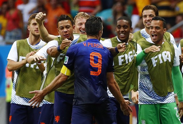 Celebración de un gol de Holanda