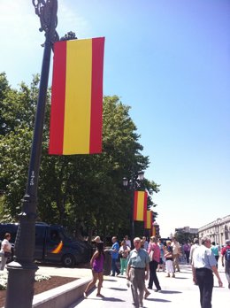 Banderas de España en las calles de Madrid