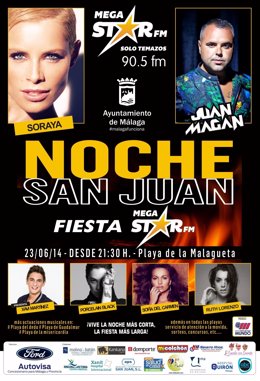 Cartel Noche de San Juan Málaga 2014 Soraya Ruth lorenzo Juan Magan