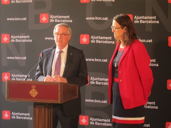 El alcalde Xavier Trias y la comisaria europea de Interior, Cecilia Malmström