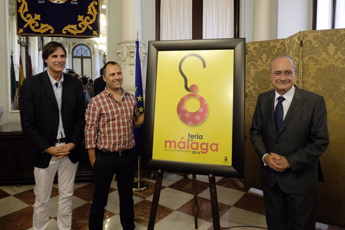 Caneda, el pintor del cartel y el alcalde de málaga feria 2014