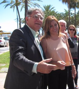 La presidenta de la Junta de Andalucía, Susana Díaz, con Manuel Villafaina