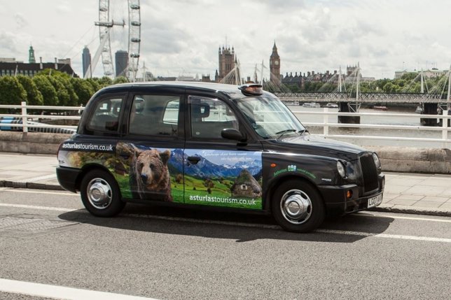 Imagen promocional en taxis de Londres.