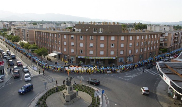 Ensayo de la 'V' que la ANC organizará en la Diada catalana