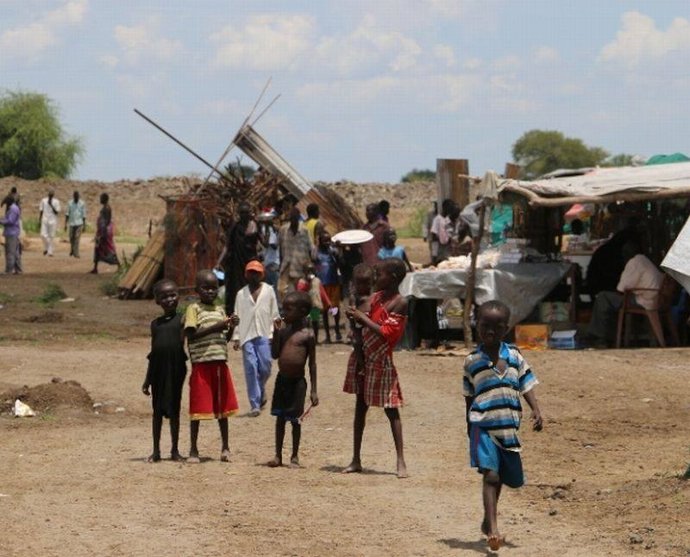 Niños desplazados por el conflicto en Bentiu, en Sudán del Sur