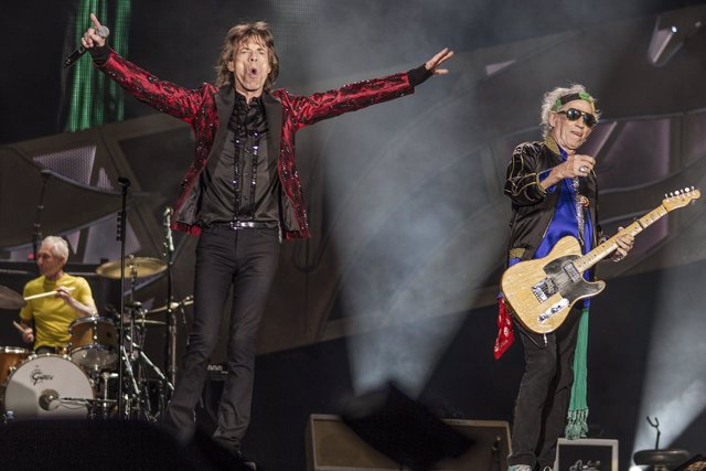 Mick Jagger y Keith Richards, durante el concierto de los Rolling Stones en Madr