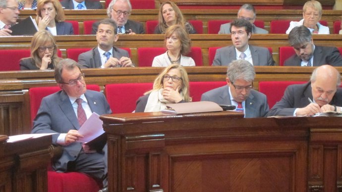 Artur Mas, J.Ortega. F.Homs y A.Mas-Colell, en el Parlament