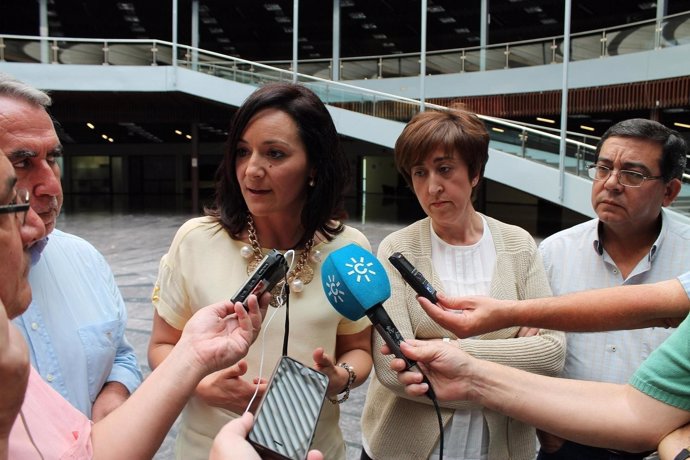 Rafaela Crespín PSOE-A atiende a los medios antes de reunión extra FAMP