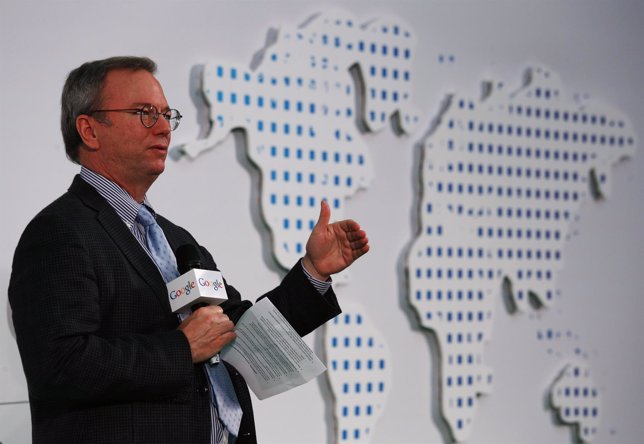 Google Executive Chairman Schmidt speaks during a talk at the Chinese University
