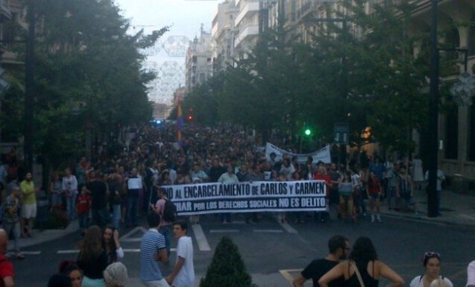 Manifestación en apoyo de Carlos y Carmen en Granada