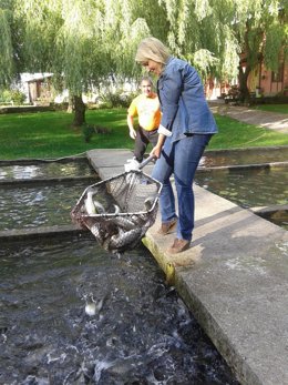 La consejera pescando salmón