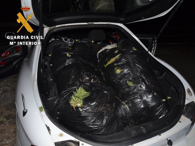 Marihuana encontrada en el interior de un turismo