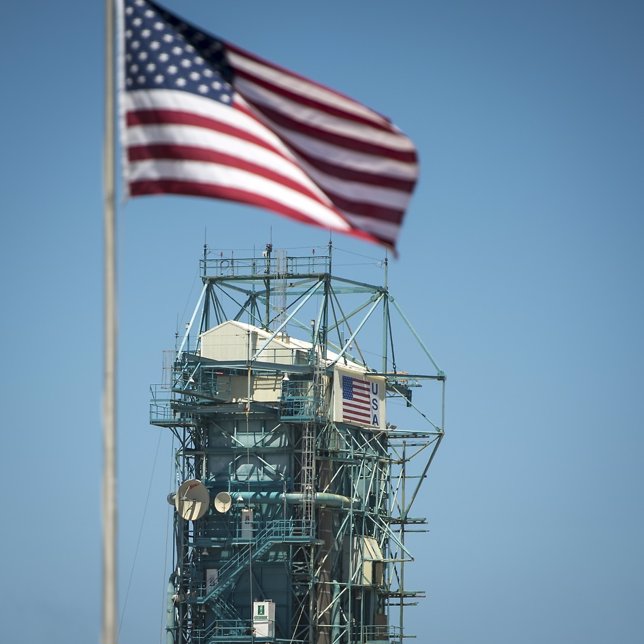 The upper levels of the launch gantry, surrounding the United Launch Alliance De