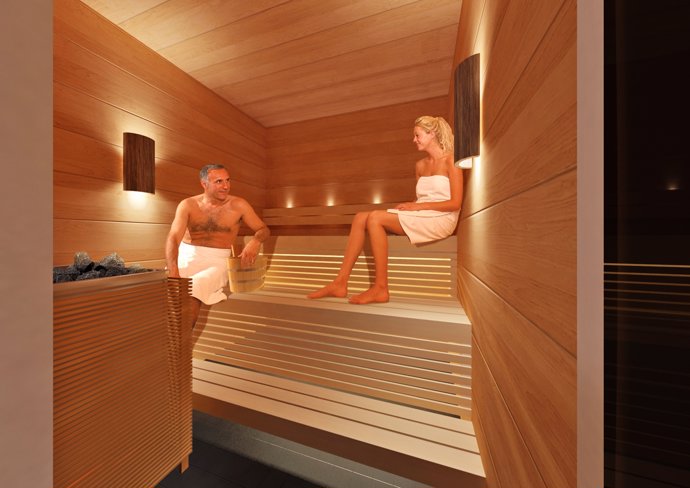 Sauna en la sala business de Finnair en Helsinki