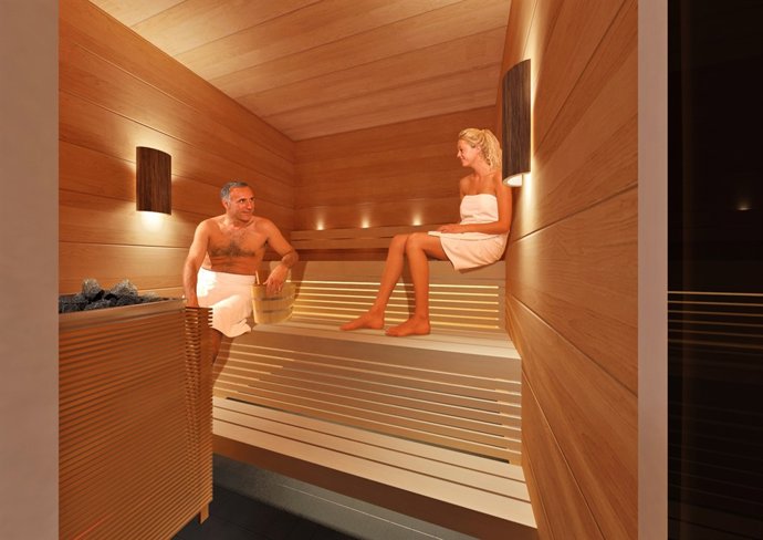 Sauna en la sala business de Finnair en Helsinki