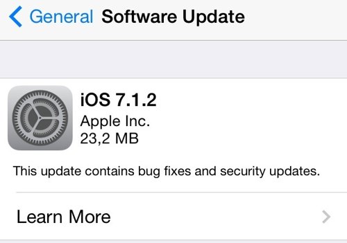 Apple actualiza iOS a la versión 7.1.2