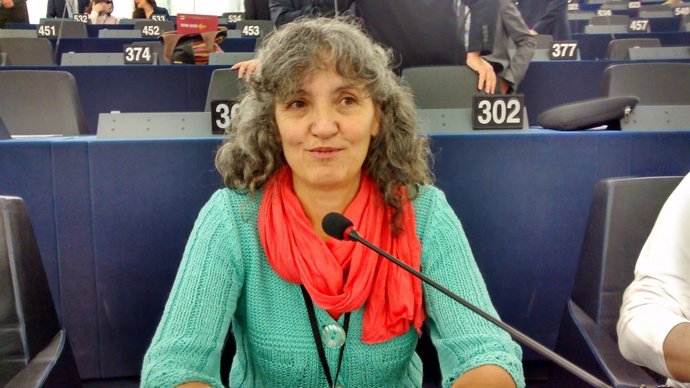 La eurodiputada de AGE en Europa,  Lidia Senra, en el Parlamento Europeo