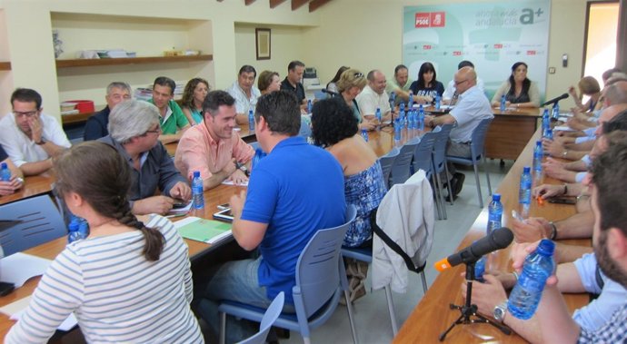 Reunión de la Ejecutiva provincial del PSOE de Jaén, este martes.