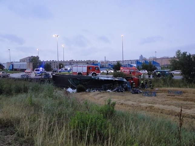 Accidente de un camión en Pamplona.