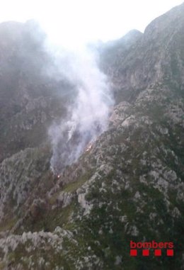 Incendio forestal en Tivenys