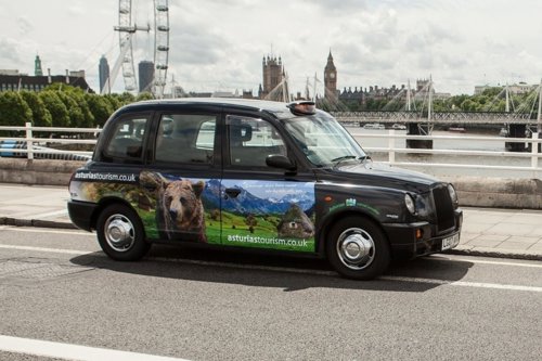 Imagen promocional en taxis de Londres.