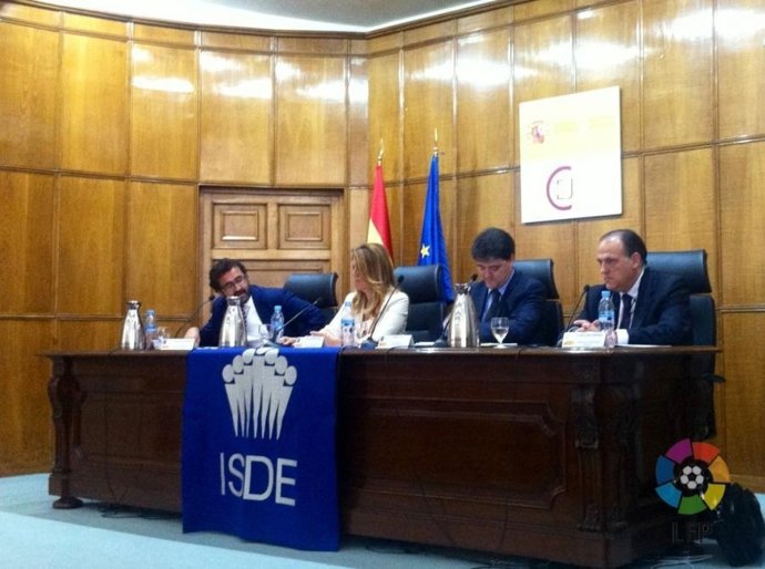 Javier Tebas en una conferencia