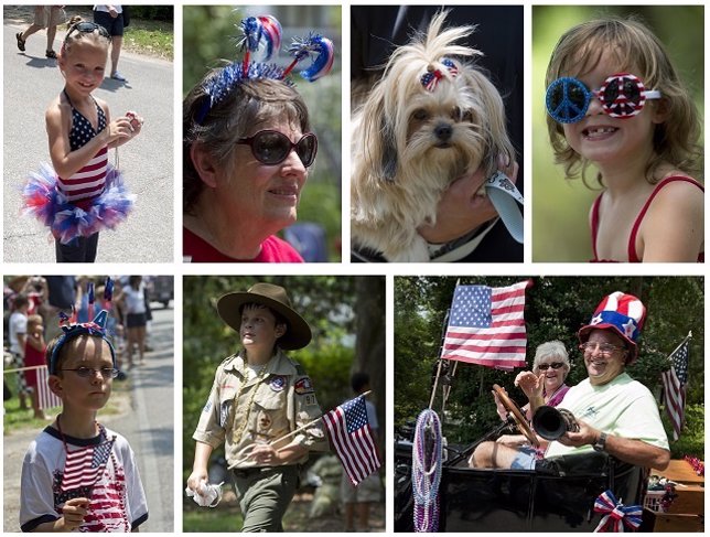 Patrióticos americanos celebrando el 4 de julio