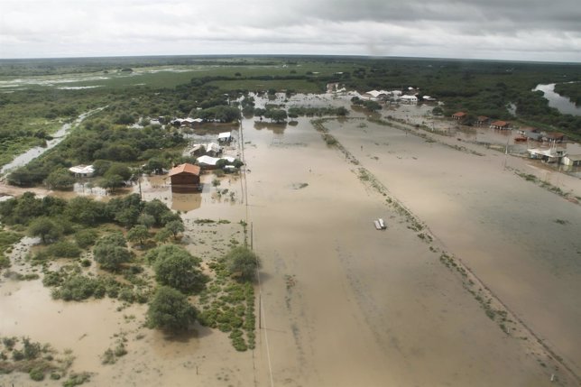 View the town of General Diaz as Paraguayan Chaco is flooded by the waters of th