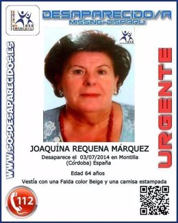 Joaquina Requena, la anciana de 62 años desaparecida en Córdoba