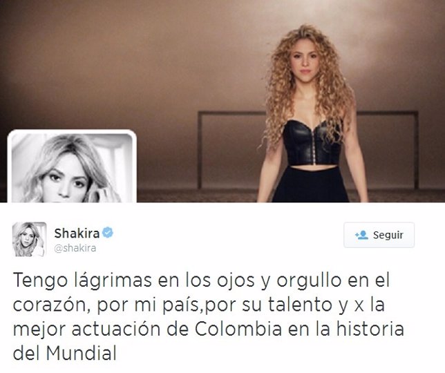 Shakira, triste por la eliminación de Colombia en el Mundial