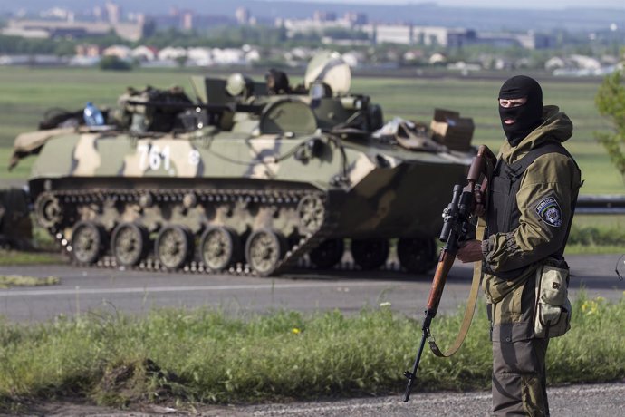 Soldado ucraniano en Slaviansk (Ucrania)